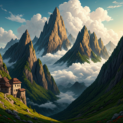 South american jungle with ancient stone temples hidden in the foliage