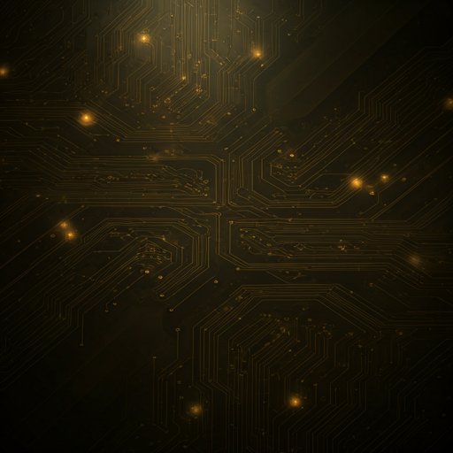  futuristic glowing circuitry patterns on dark obsidian glass